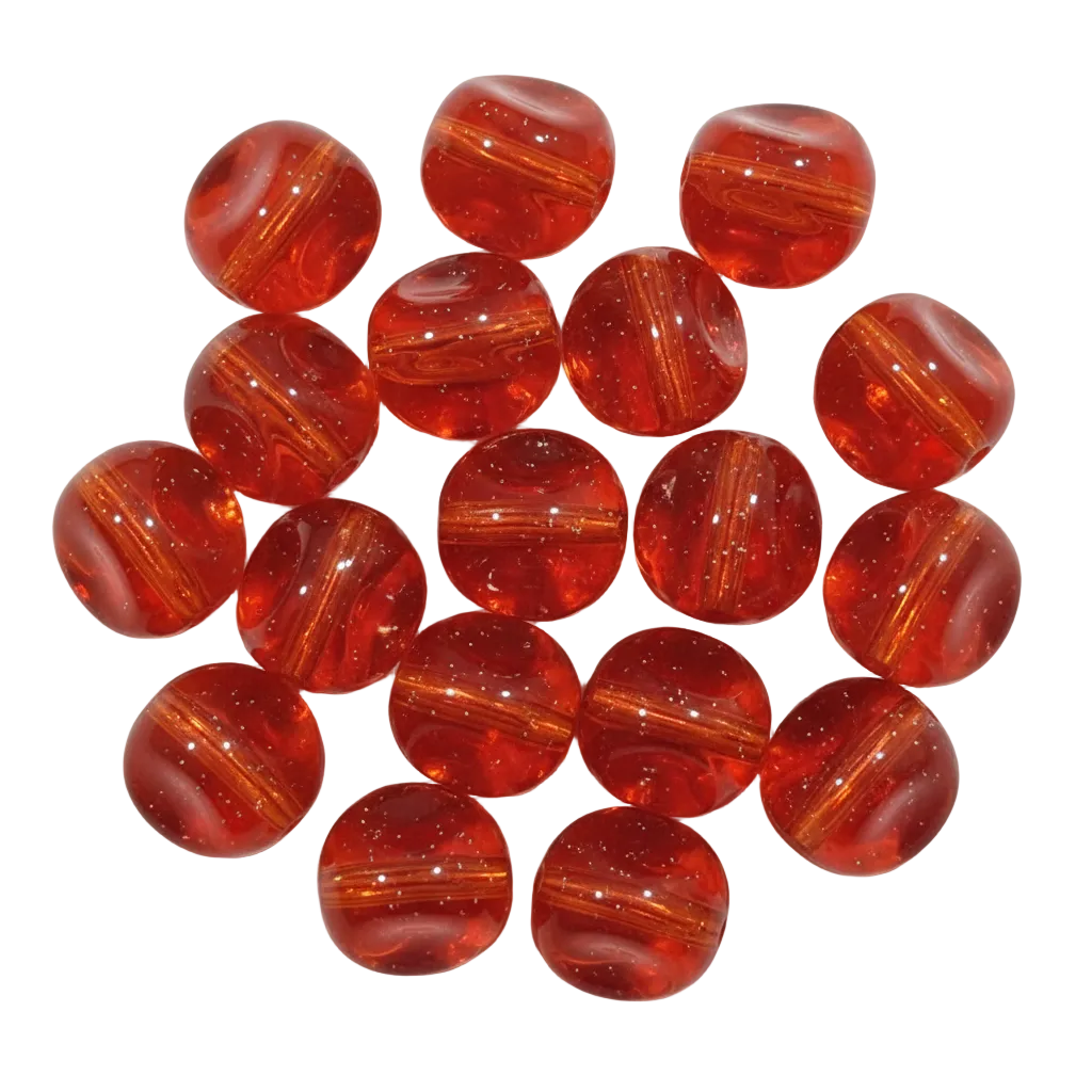 9mm Red Glass Nugget Beads