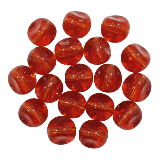 9mm Red Glass Nugget Beads
