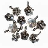 10pc Small Silver Flower Charm