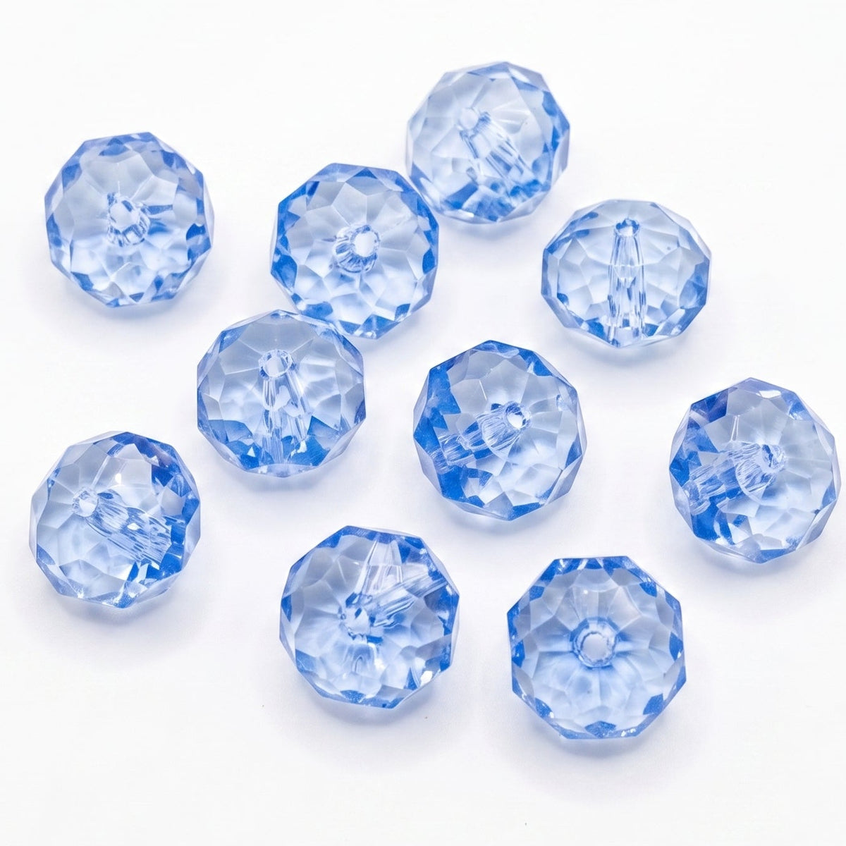10pc Blue Faceted Acrylic Rondelle Beads