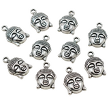 10pc Silver Buddha Head Charms