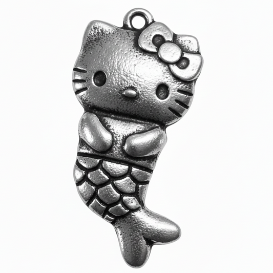 10pc Silver Hello Kitty Mermaid Charms