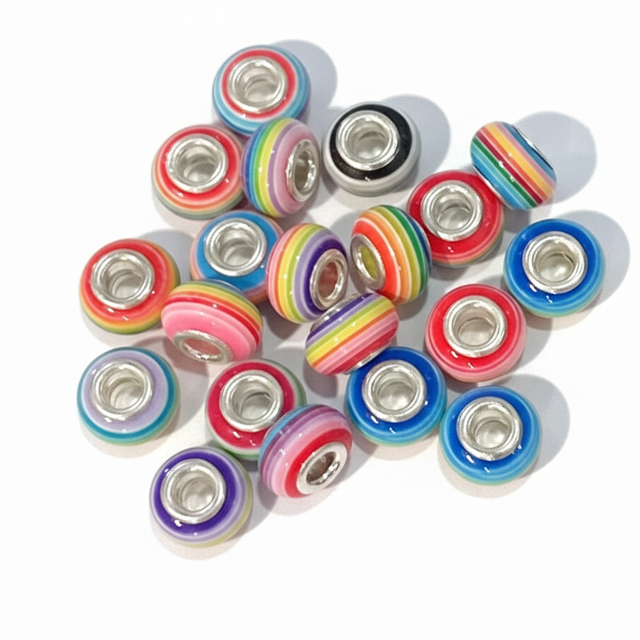 20pc Mixed Stripey European Bead Pack