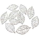 10pc 5cm Silver Leaf Pendants