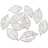 10pc 5cm Silver Leaf Pendants