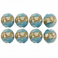 8pc Blue, White & Gold Swirl Lampwork Bead