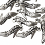 10pc Silver Patterned Shoe Charms