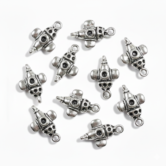 10pc Silver Airplane Charms