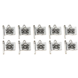 10pc Silver Pirate Flag Charms