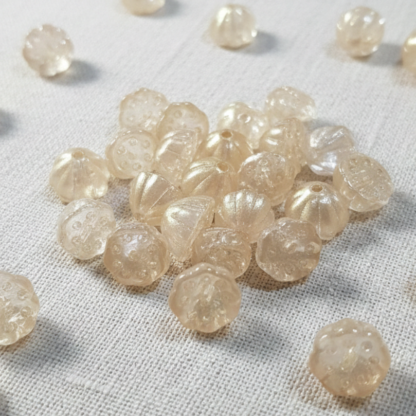 10pc Glittery Yellow Lotus Pod Beads