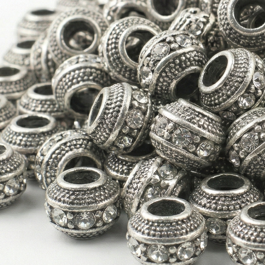 1pc Clear European Rhinestone Barrel Bead