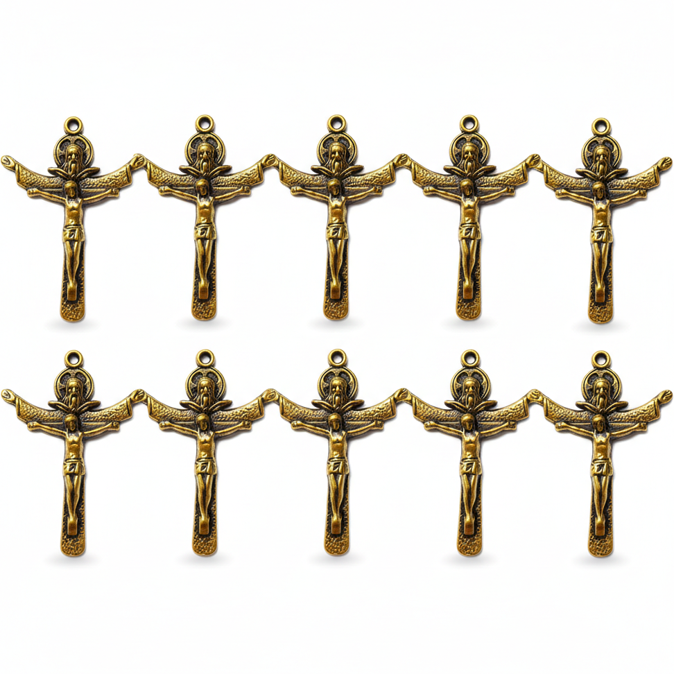 10pc Dark Gold God & Jesus Cross Pendants