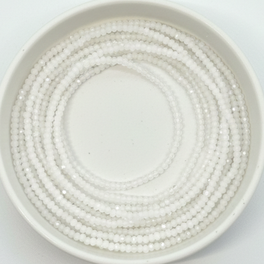 Tiny White Crystal Rondelle Beads