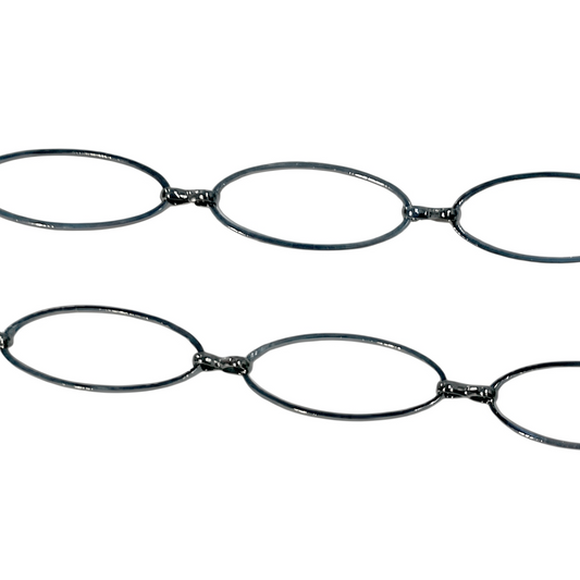 1m 25mm Gunmetal Black Oval Link Chain