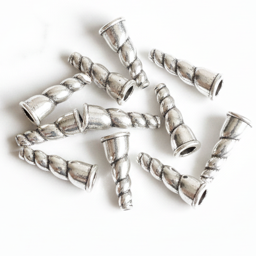 10pc Silver Spiral Seashell Pendants