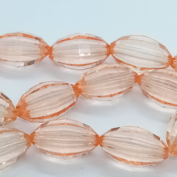 20mm Oval Peach Faceted Acrylic Beads
