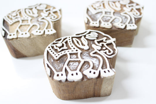 Elephant Indian Carved Block Stamp