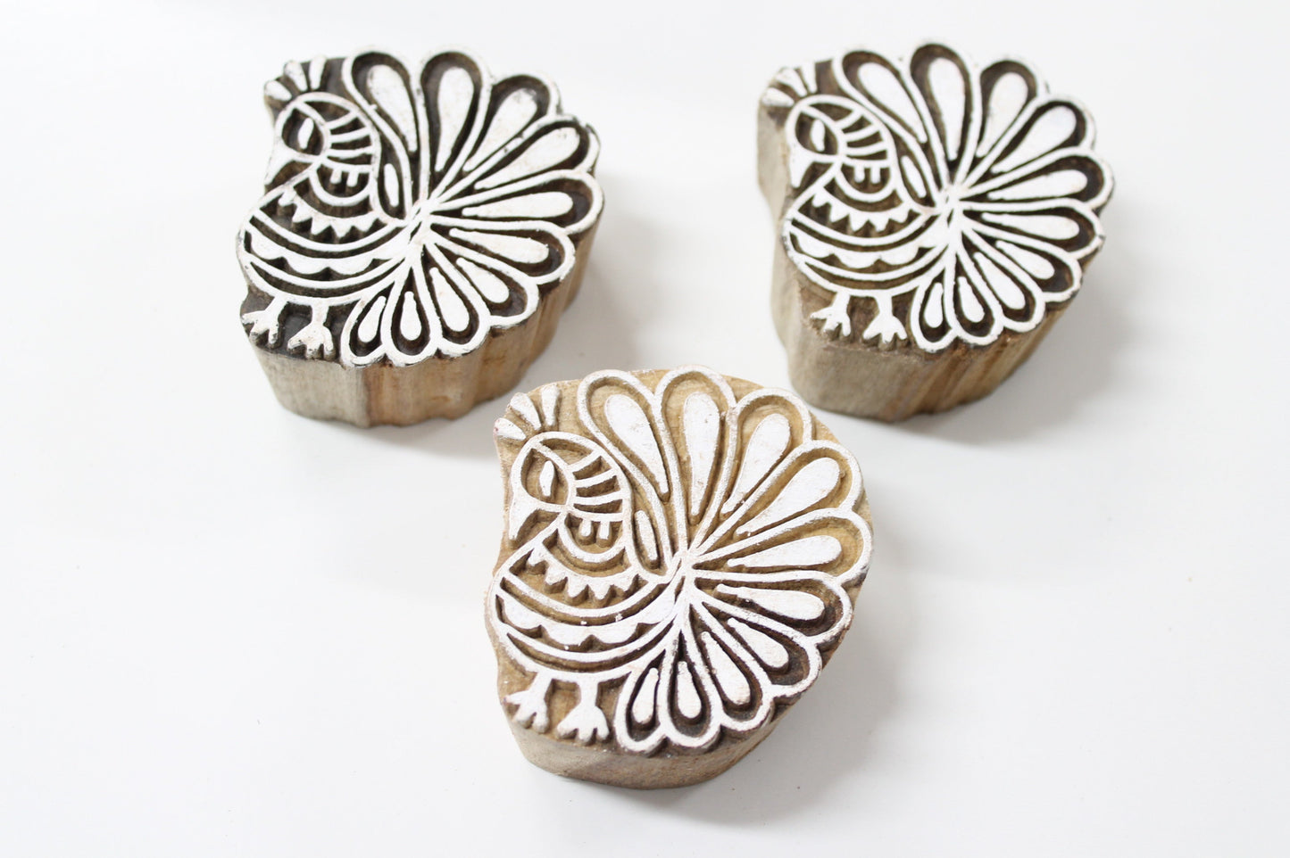 Peacock Hand Carved Indian Block Stamp