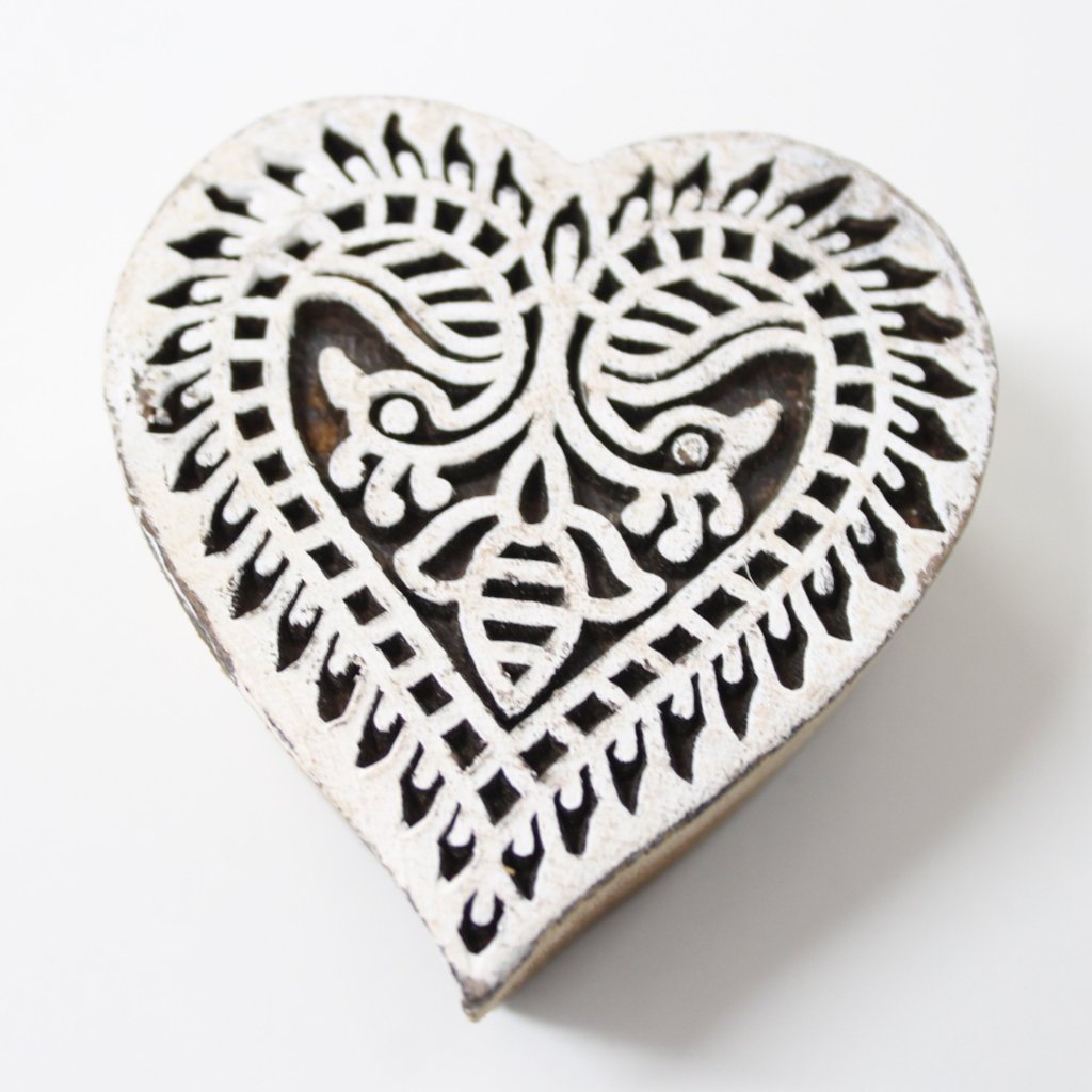 Heart Hand Carved Wooden Block Stamp