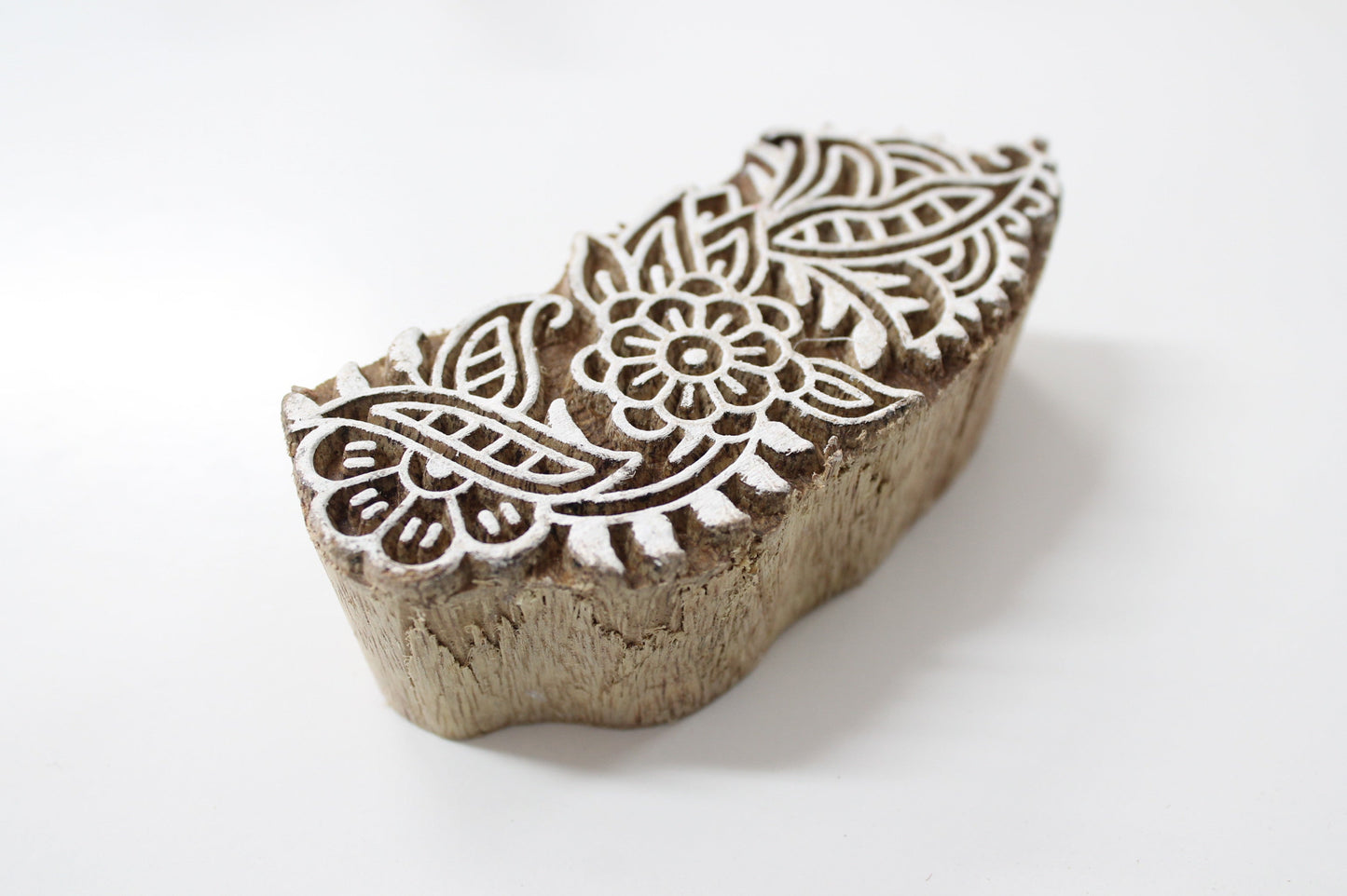 Floral Hand Carved Wooden Block Stamp