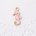 4pc Pink Enamel Sea Horse Charms