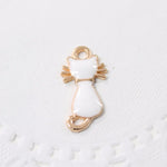 4pc White Enamel Cat Charms