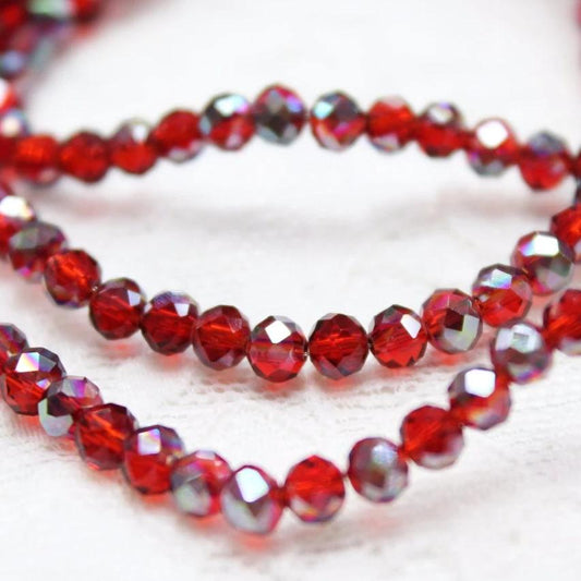 Red Crystal Rondelles Approx 148 beads