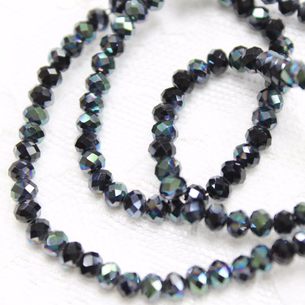 Black Electroplate Crystal Rondelles Approx 148 beads