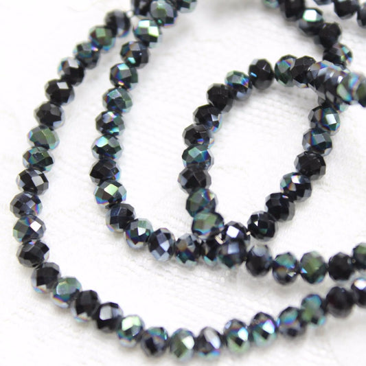 Black Electroplate Crystal Rondelles Approx 148 beads