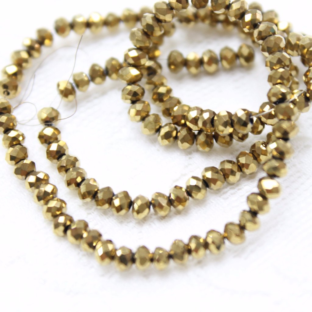 Gold Crystal Rondelles Approx 150 beads