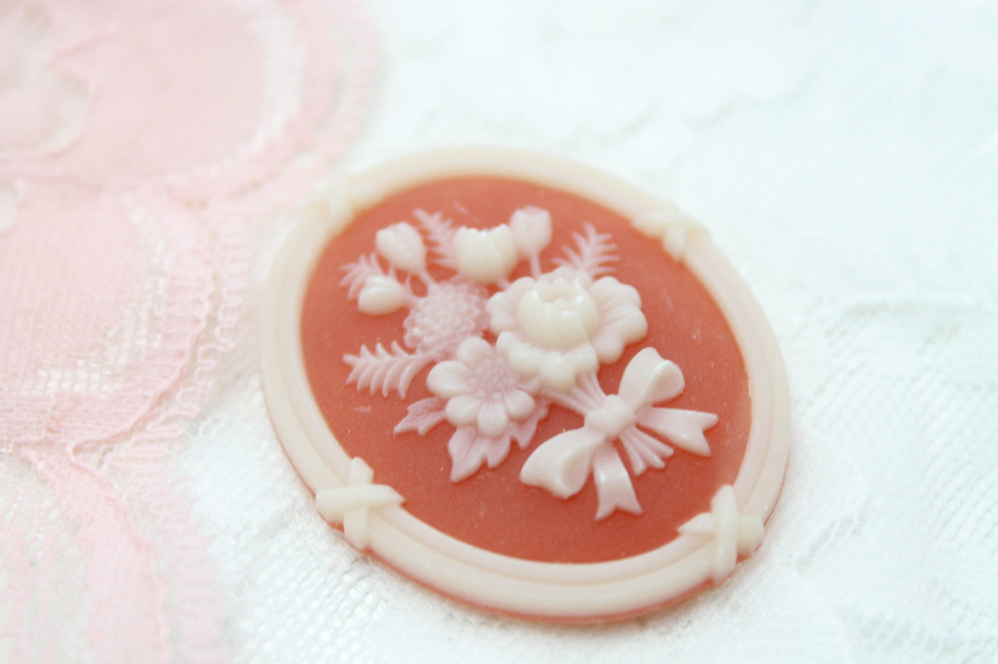 Vintage Lucite Floral Cameo