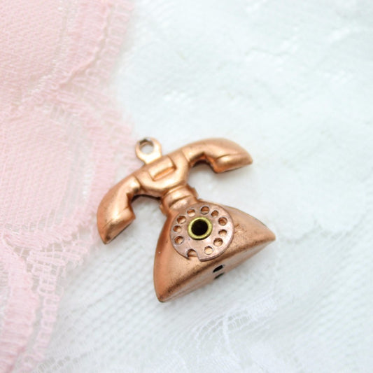 Vintage Copper Telephone Charm