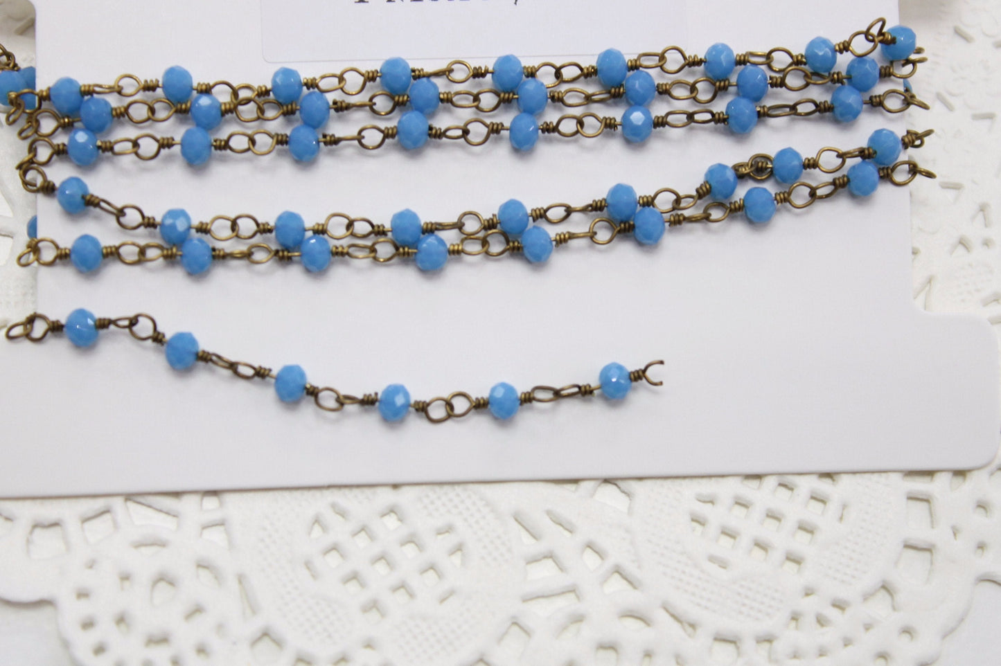 Blue Glass Designer Linked Chain