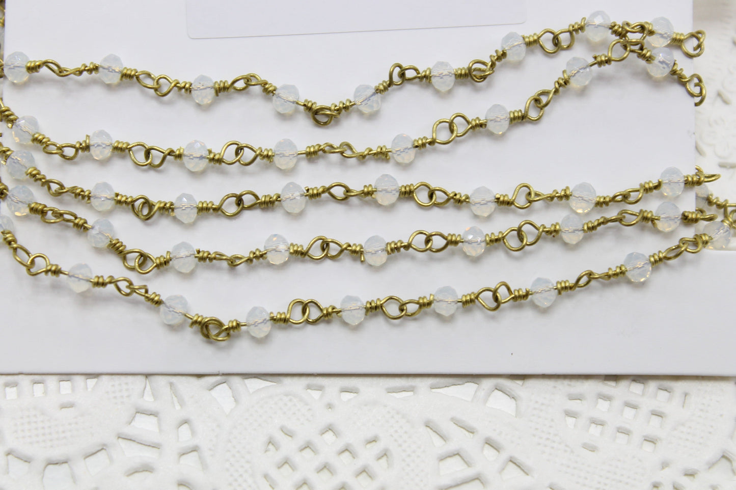Opalite Glass Designer Linked Chain