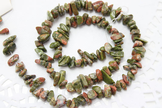 Unakite Chip Bead Strand