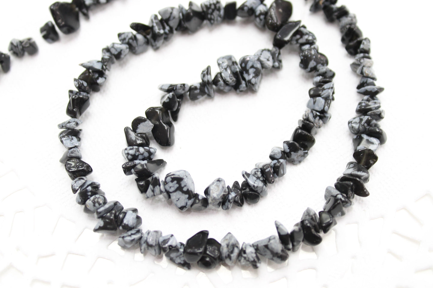 Snowflake Obsidian Chip Bead Strand