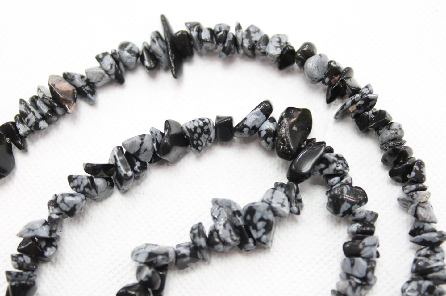 Snowflake Obsidian Chip Bead Strand