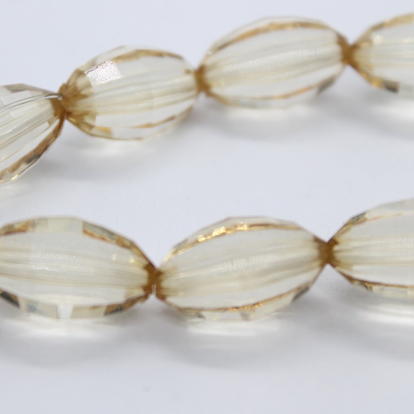20mm Oval Light Brown Faceted Acrylic Beads