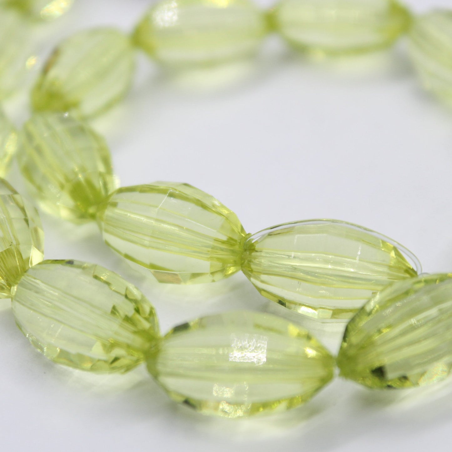 20mm Oval Lime Green Faceted Acrylic Beads