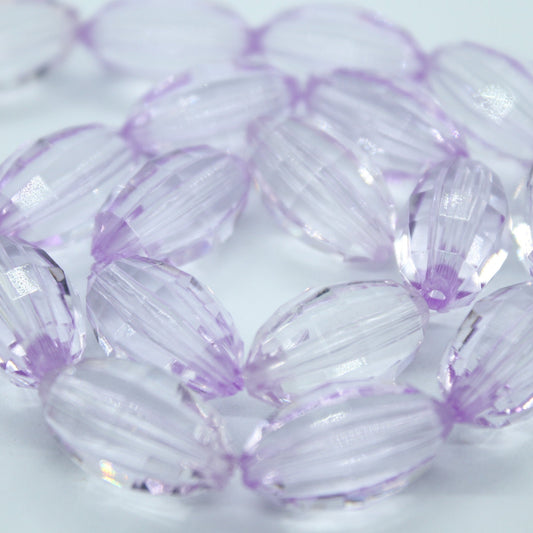 20mm Oval Light Purple Faceted Acrylic Beads