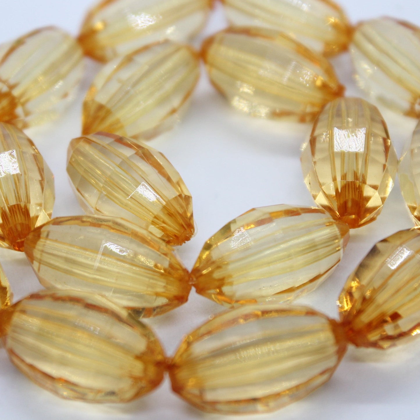 20mm Oval Dark Orange Faceted Acrylic Beads