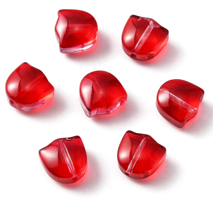 20pc Red Tulip Lampwork Glass Beads