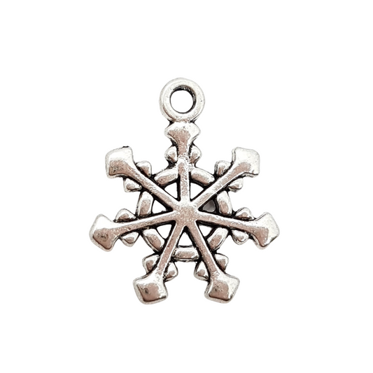 10pc Antique Silver Snowflake Charms