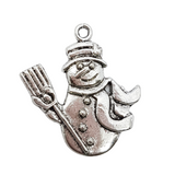 10pc Antique Silver Snowman Charm
