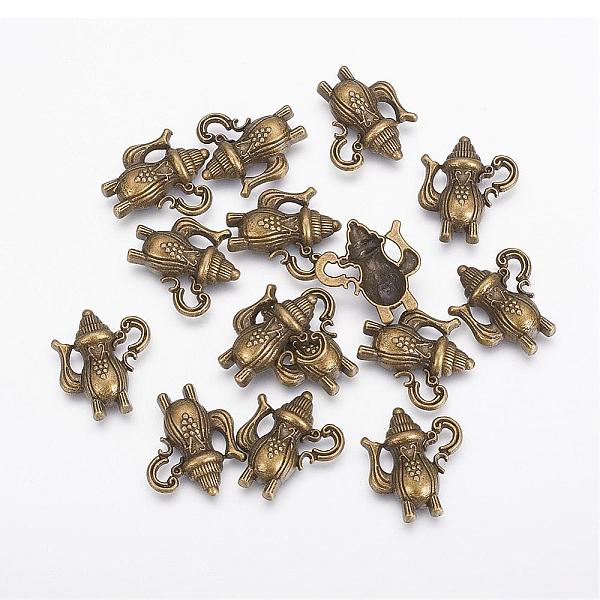 10pc Antique Bronze Tea Pot Charms