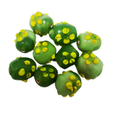 10pc Green Lampwork Beads With Florals