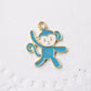 4pc Blue Enamel Monkey Charms
