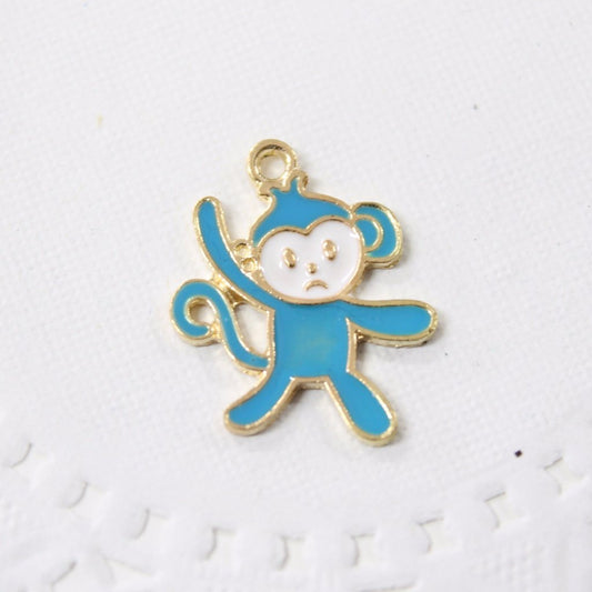 4pc Blue Enamel Monkey Charms
