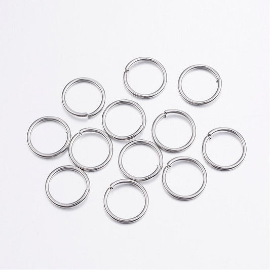 50pc 12mm Stainless Steel Silver Jump Rings