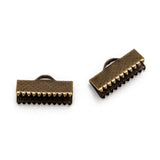 10pc 16mm Bronze Ribbon End Crimps